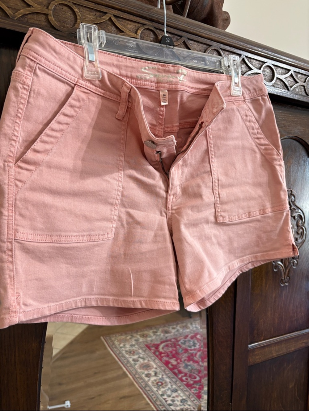 Seven7 Dusty Pink Cotton Utility Jean Shorts